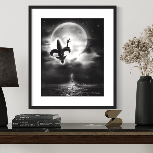 Moonlight Crabbin' Print Black and White