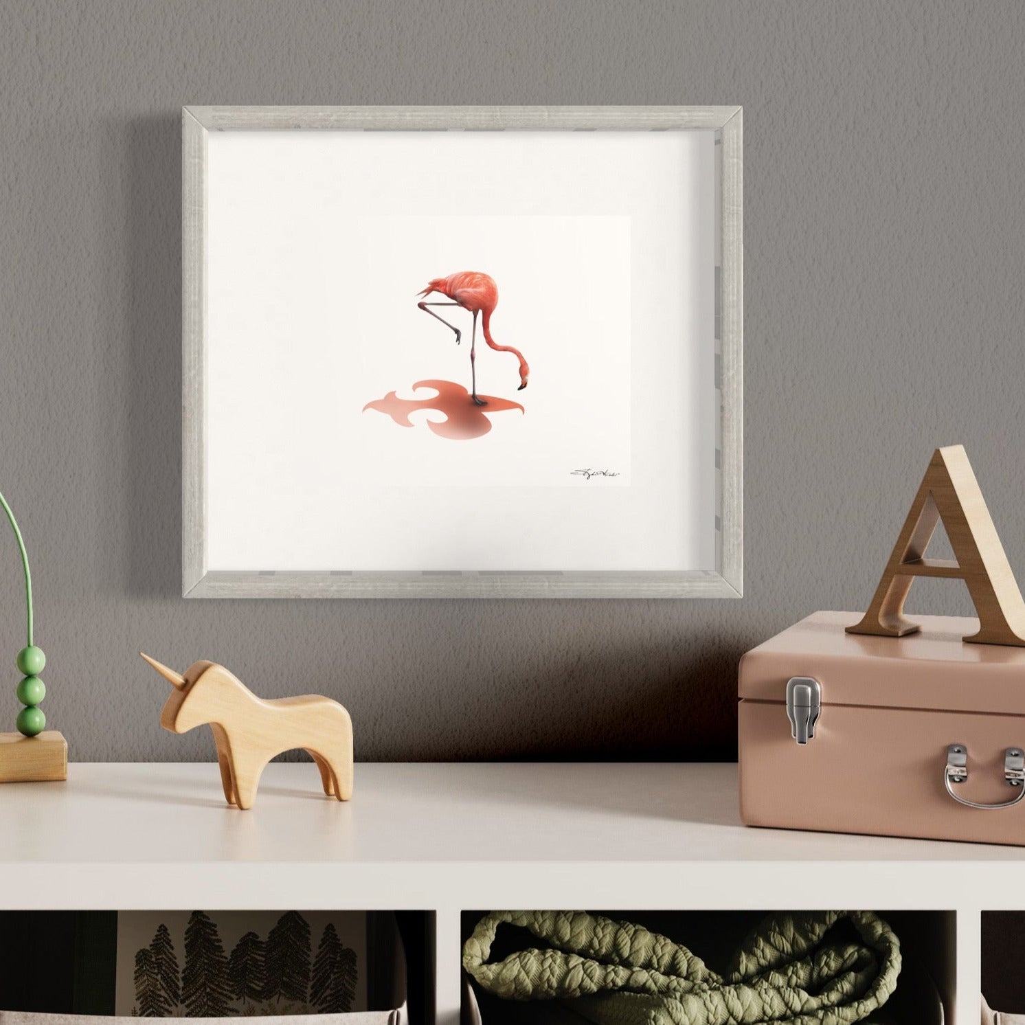 Flamingo Grazing Print