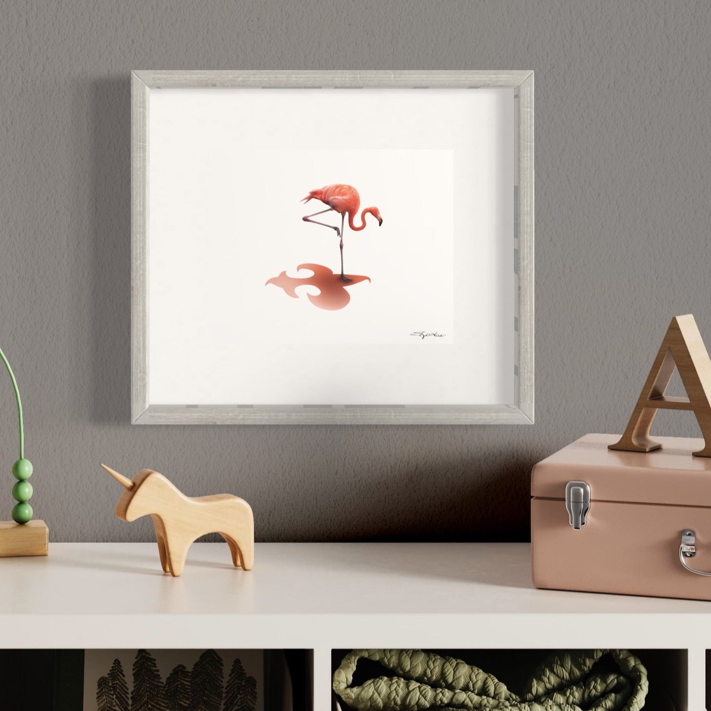 Flamingo Peering Print