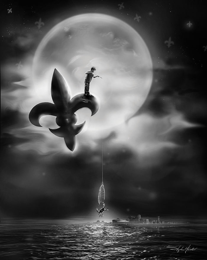 Moonlight Crabbin' Print Black and White