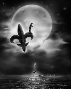 Moonlight Crabbin' Print Black and White