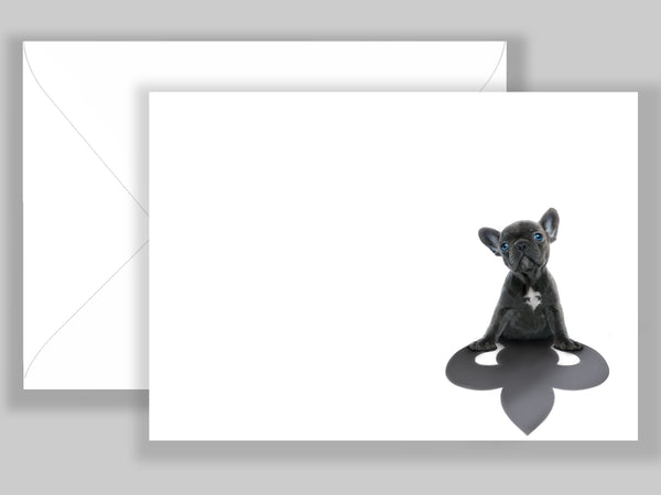 Fleur de lis Frenchie Note Cards