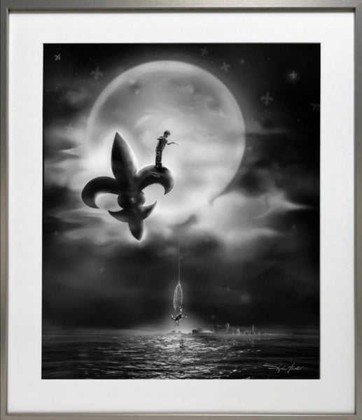 Moonlight Crabbin' Print Black and White